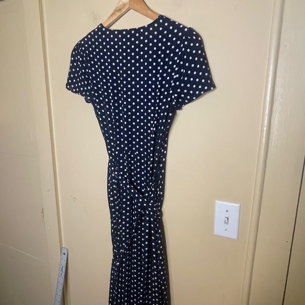 Aakaa Women’s Wrap Hi Low Flutter Sleeve Dress Low Neckline Polkadots - Picture 6 of 8